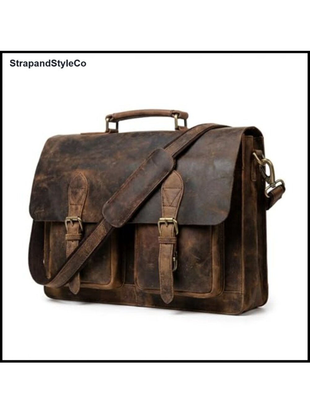Handcrafted Buffalo Leather Laptop Messenger Bag Briefcase Crossbody Travel Bag